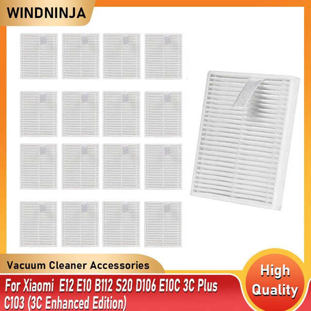 Ninja HEPA-Filter Ersatzteile für Xiaomi Roboter-Staubsauger E12 E10 B112 S20 D106 E10C 3C Plus C103 3C Enhanced in Weiß - Bild 1