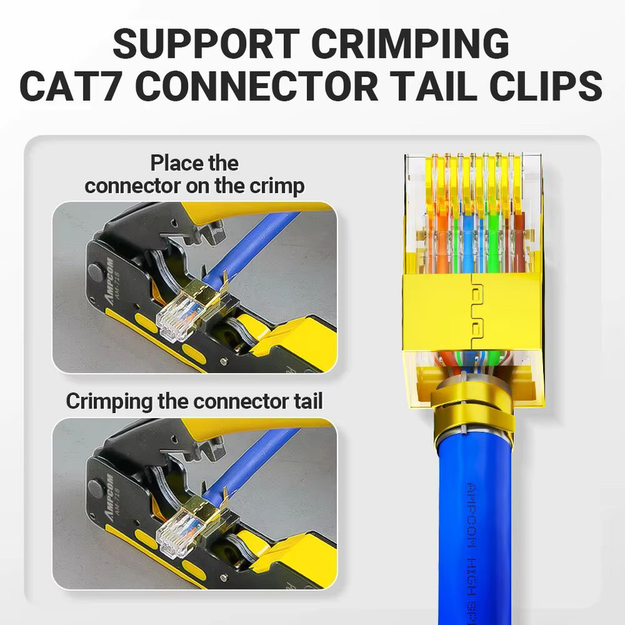 Ampcom Netzwerk Crimper AM-718 für RJ45 Cat8/7/6a/6/5e und RJ11/12 in Schwarz - Bild 3