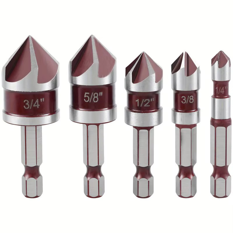 5-teiliges HSS-Cobalt M35 Bohrer-Set mit Sechskantschaft in Silber für Holz und Metall mit 82 Grad Spitze (1/4", 3/8", 1/2", 5/8", 3/4") - Bild 6