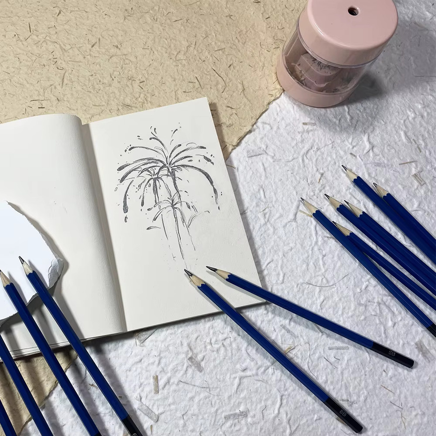 SeamiArt 12-teiliges Skizzierstift-Set aus Holz mit Graphit in Blau - Bild 5