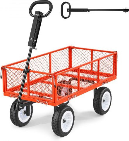 VEVOR Gartenwagen aus robustem Stahl in Rot mit 10-Zoll-Reifen und verstellbarem Griff, Tragkraft 408,2 kg - Bild 1