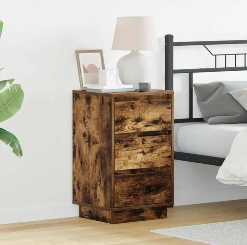 vidaxl Nachttisch aus Holzwerkstoff in Räuchereiche Braun, Modernes Design, B/T/H: 39 x 34,5 x 65 cm - Bild 1