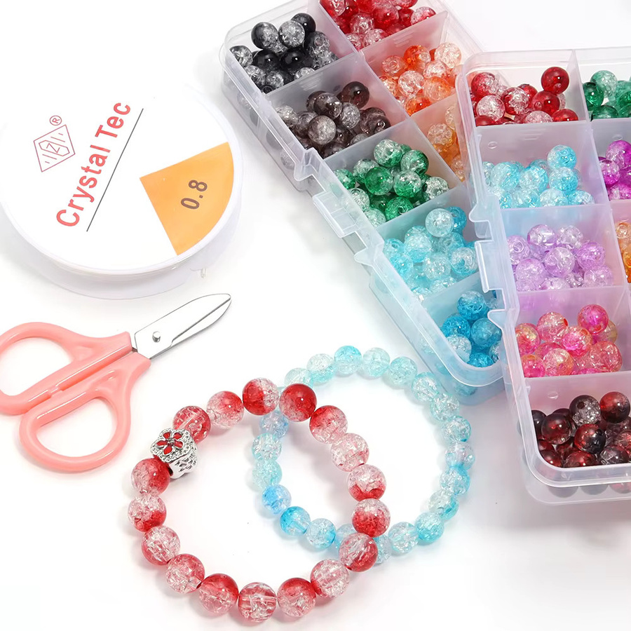 louleur Acryl-Crackle-Kristallperlen-Set, farbig, rund, Unisex - Bild 5
