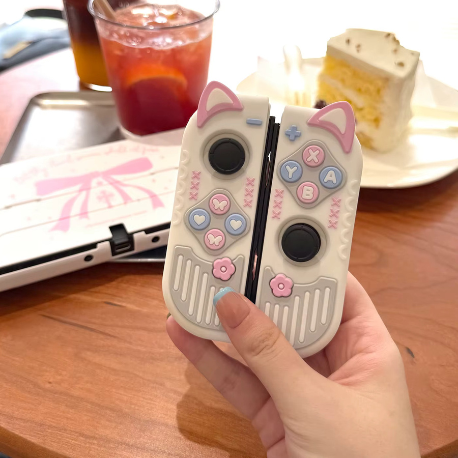 Silikon-Schutzhülle mit abnehmbaren 3D Katzenohren für Nintendo Switch OLED und NS-Spielkonsole - Bild 4