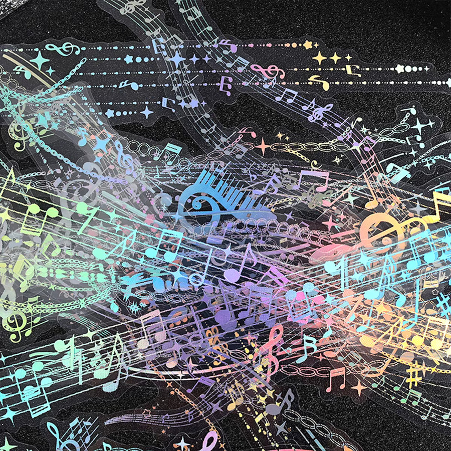 120 Stück Spitzenstickerei-Aufkleber in Multicolour, holografischer Glitzer aus wasserfestem PET für DIY-Sammelalben, Grußkarten und Fotorahmen-Dekorationen - Bild 3