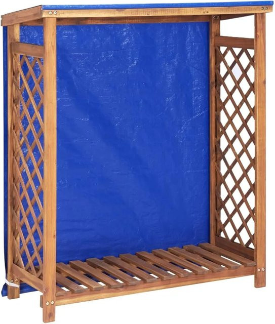 vidaXL Kaminholzregal aus Akazie Massivholz mit PVC-Plane, B/T/H: 105 x 38 x 115 cm - Bild 1