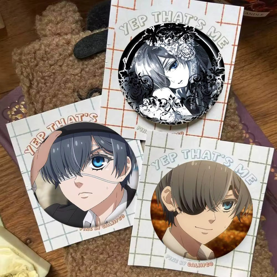 Brosche Black Butler Ciel Phantomhive, Emaille-Pin, rund - Bild 2