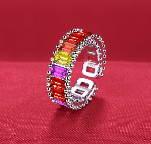 Ring 925 Silber, bunter Zirkonia, Damen, Verlobungsring - Bild 1