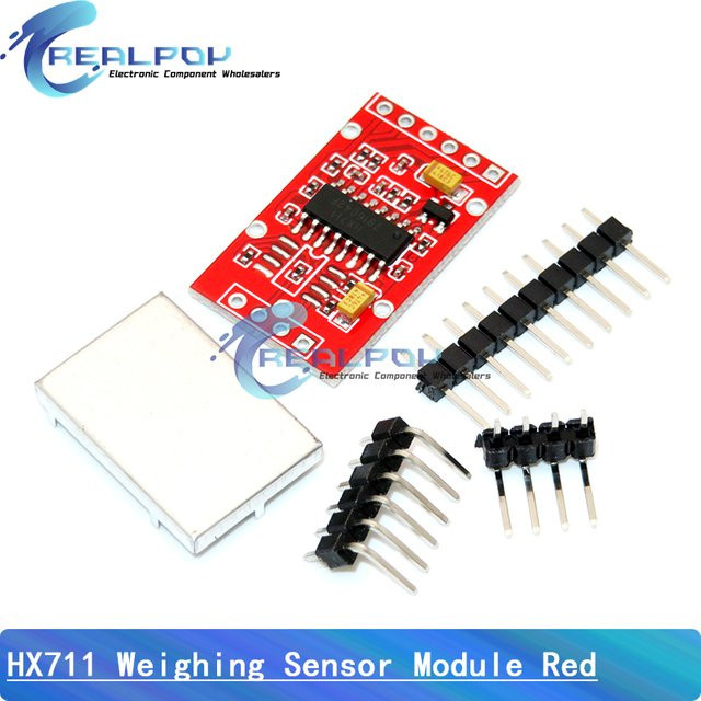 REALPOY Hx711 Zwei-Kanal 24-Bit A/D-Konvertierungs-Wägesensormodul mit Metallschild in Rot - Bild 1