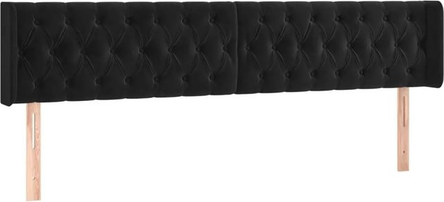 vidaXL Kopfteil mit Ohren in Schwarz aus Samt, B/H: 203 x 88 cm, Tiefe: 16 cm - Bild 1