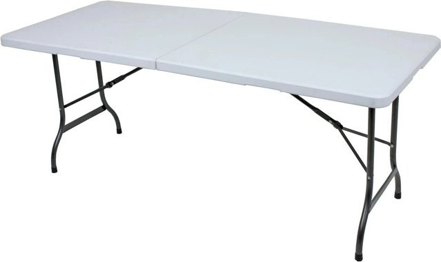 DELUKE Gartentisch PETER Klappbar Weiß aus Kunststoff und Stahl, Wetterfester Outdoor Esstisch, B/T/H: 244 x 75 x 72,5 cm - Bild 1