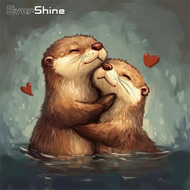 Evershine Diamantmalerei Otter DIY-Stickerei mit Strasssteinen, B/H: 20 x 20 cm - Bild 1