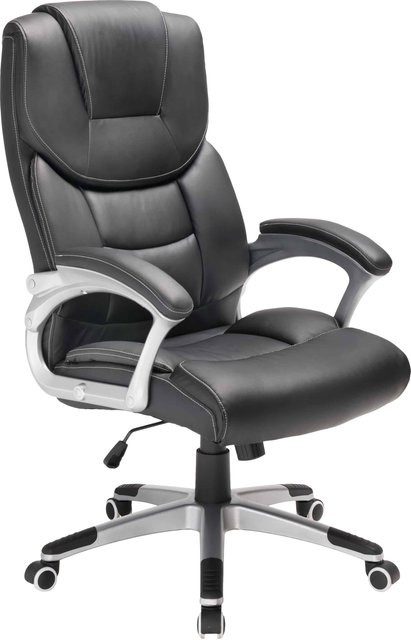 CASARIA Bürostuhl Mailand in Schwarz mit Armlehnen und modernem Design aus PU-Leder, B/T/H: 74 x 67 x 111-121 cm - Bild 1