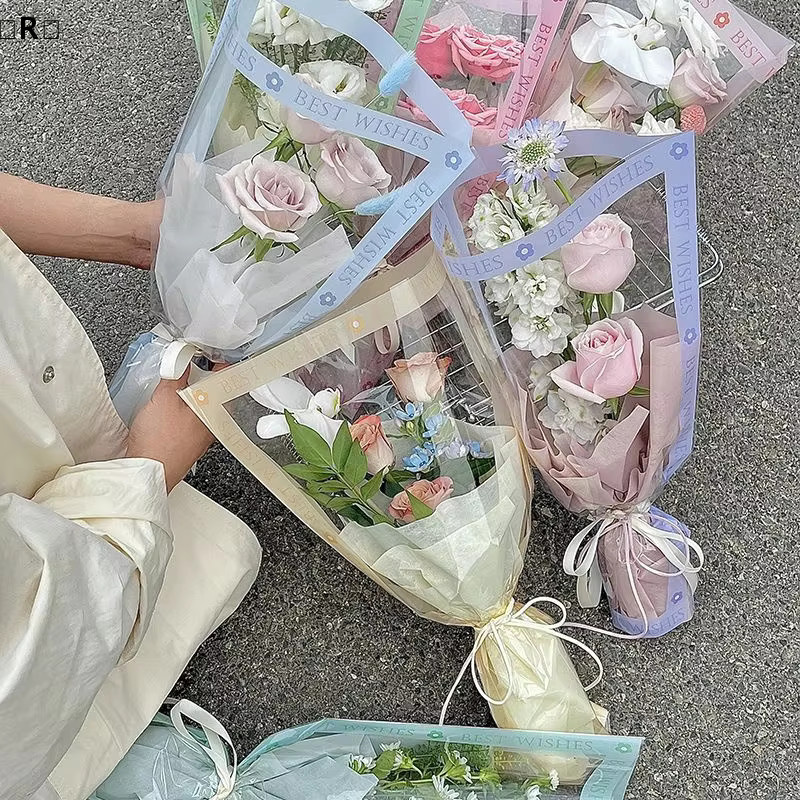 Perofr Omvor 50 Stück transparente Zellophan-Geschenktüten für Blumensträuße zur Verpackung bei Hochzeiten, Geburtstagen oder Partys - Bild 5