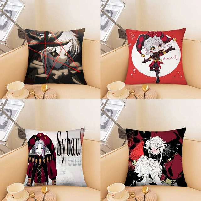 Freakish P-Pierrot Circus Bash Kissenbezug mit Grafikdesign, quadratisch, Mehrfarbig, Breite: 40 cm, Höhe: 40 cm, Tiefe: 40 cm - Bild 1