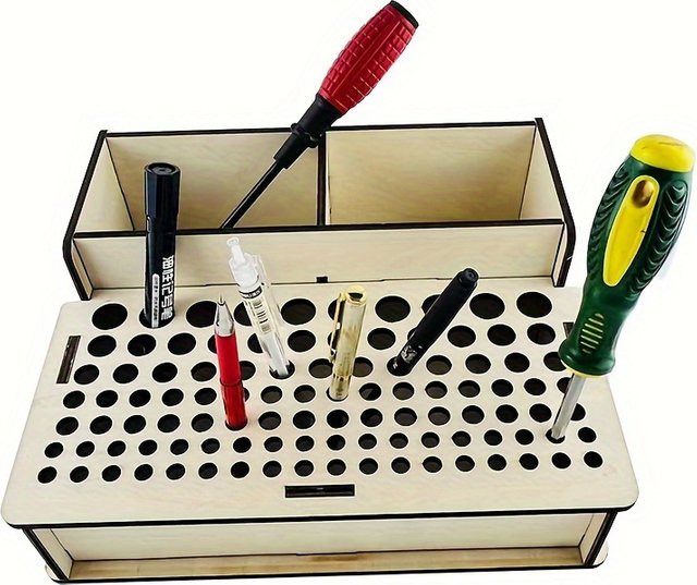 YOMDID Multifunktionale Werkzeugaufbewahrung aus Holz und Leder in Weiß - Bild 1