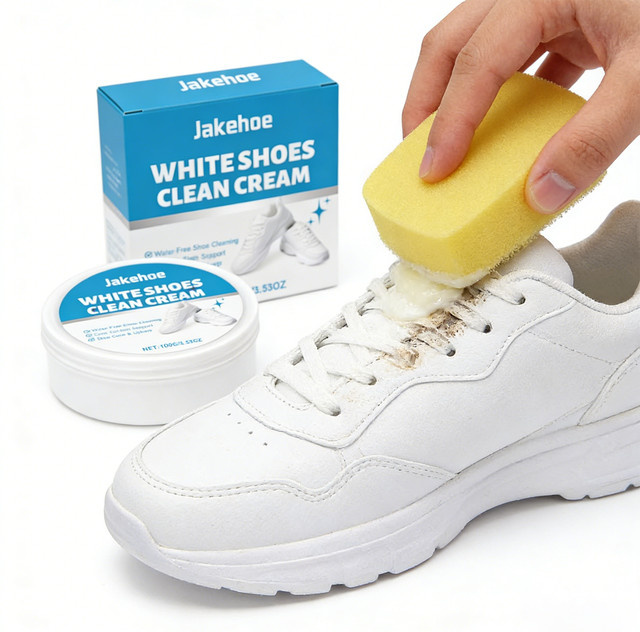 JAKEHOE Schuh-Reiniger Weiß, Wasserlose Gelbentferner-Creme und Lederpolitur-Paste für Sneaker, 100g - Bild 1