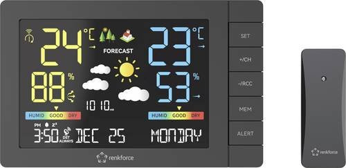 Digitale Wetterstation Renkforce RF-4883632 in Schwarz mit bis zu 3 Sensoren - Bild 1