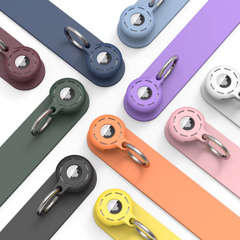 IEOVIEE Silikon Schutzhülle für Apple AirTag in Rosa und Transparent mit Schlüsselbund-Halterung - Bild 3