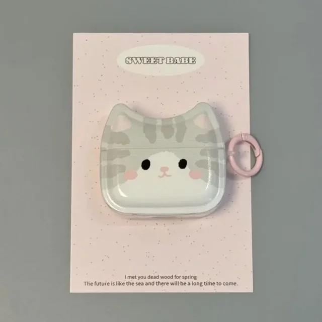 Graue Kätzchen-Schutzhülle im koreanischen Design für AirPods Pro 2, AirPods 3, AirPods 4 und AirPods 1/2 - Bild 1
