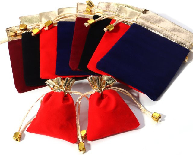 Louleur Samt Geschenkbeutel mit Goldrand und Kordelzug für Schmuck und Süßigkeiten - Bild 1