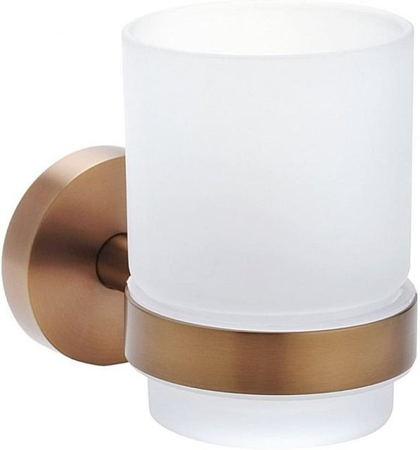 Brillantbad BAMBER Glashalter aus Messing in Gold matt mit Milchglas, B/T/H: 7,0 x 9,5 x 10,5 cm - Bild 1