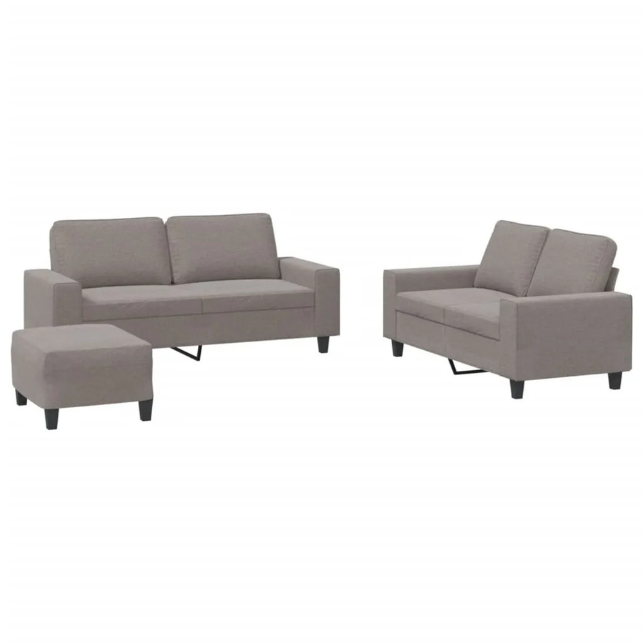 vidaXL 3-teilige Sofagarnitur modern in Beige mit Stoffbezug und Dekokissen - Bild 2