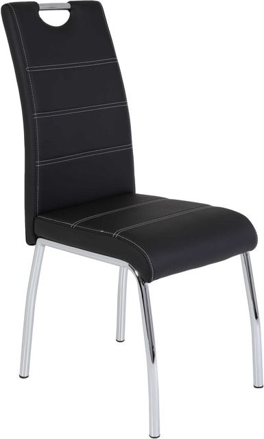 4er Set Polsterstühle Susi von Hela als Freischwinger in Schwarz aus Kunstleder, B/H/T: 44 x 98 x 61 cm - Bild 1