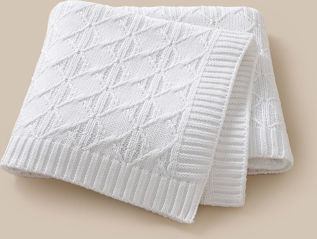 Mimixiong Baby Decke aus Baumwolle gestrickt, weiß, B/H: 90 x 70 cm - Bild 1
