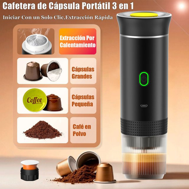 MicroData 3-in-1 Kabellose Elektrische Kapsel-Espressomaschine für Auto und Camping in Schwarz - Bild 1