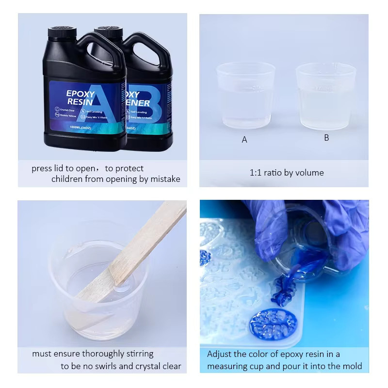 SMI Fine Epoxidharz-Set 2000 ml, kristallklares und blasenfreies Harz zum Gießen für Heimwerken und Harzkunst, anti-vergilbend - Bild 3