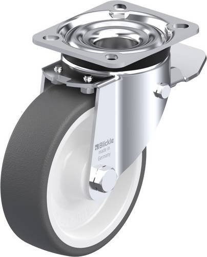 Blickle Lenkrolle LK-POTH 125R-1-ST mit Feststeller in Grau und Weiß, Rad-Durchmesser: 125 mm, Tragfähigkeit: 350 kg - Bild 1