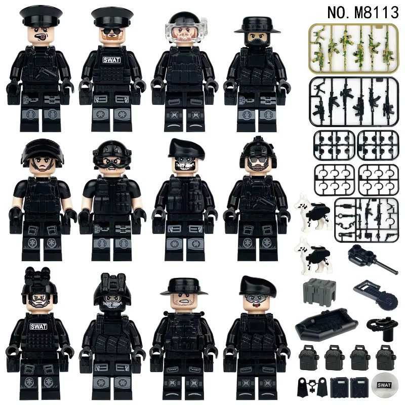 Meigao Bundes-Spezialpolizei schwarzes Mini-Kajak und Ausrüstungsbox, Kinder-Bausteine Spielzeug - Bild 5