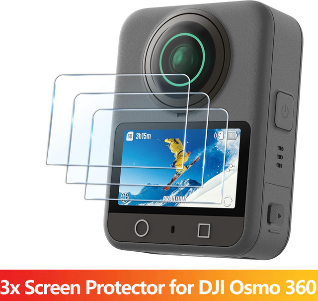 3er-Pack DJI Osmo 360 Displayschutzfolie aus gehärtetem Glas, transparent, 9H Härtegrad, kratzfest und HD-klar - Bild 1