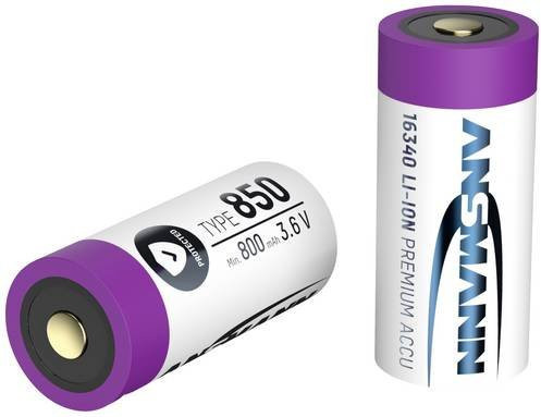 Ansmann Spezial-Akku 16340 Li-Ion 3.6V 850 mAh in Lila - Bild 1
