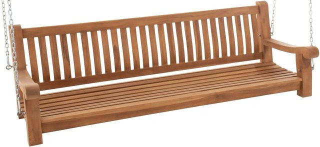 DELUKE MUVER Schaukelbank aus Teakholz in Braun, Hängebank für Garten und Veranda, B/T/H: 200 x 70 x 62 cm - Bild 1