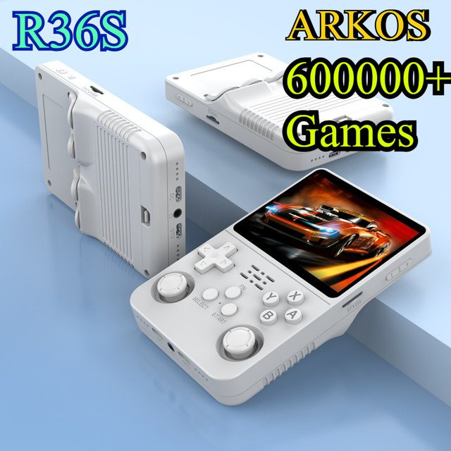 BOYHOM R36S Retro-Spielkonsole mit 3,5 Zoll IPS Display, Tragbare Linux ARKOS Handheld-Konsole, Pink, 256 GB - Bild 1