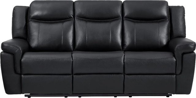 Vente-unique Relaxsofa Kenneth in Schwarz aus Leder mit 204 cm Breite - Bild 1