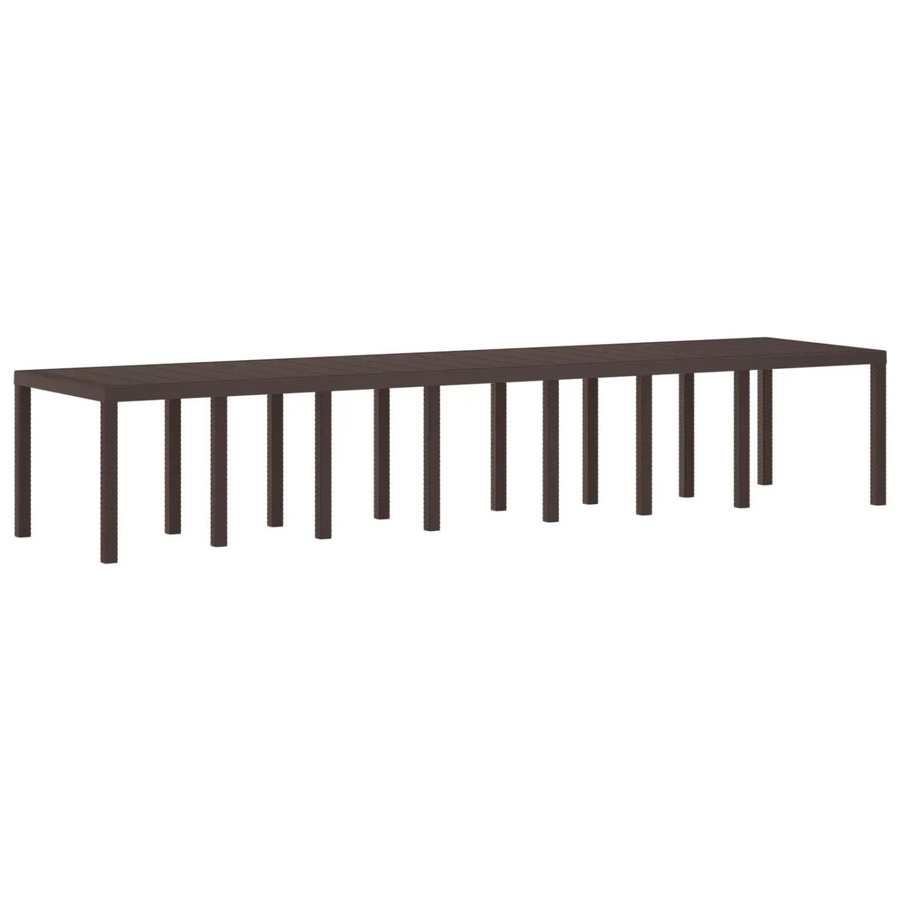 vidaXL Gartentisch aus Polyrattan in Braun, ausziehbarer rechteckiger Esstisch für Garten, Terrasse und Balkon, B/T/H: 400 x 100 x 73 cm - Bild 2