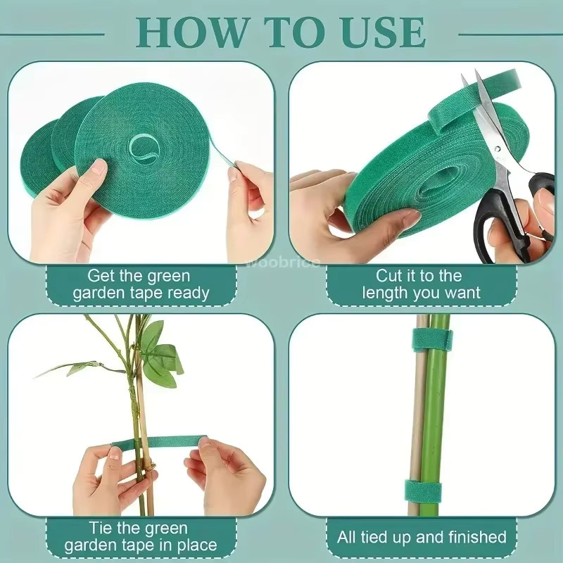Selbstklebendes Nylon-Pflanzenband in Grün als Klettverschluss-Rankenband zur Pflanzenstützung und Gartenbefestigung - Bild 5