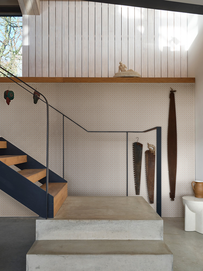 Farrow & Ball Tapete mit abstraktem geometrischem Muster in Beige - Bild 1
