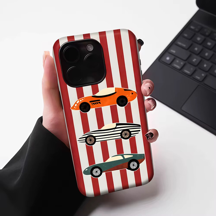 Potdemiel Retro-Auto-Trio Magnetische Handyhülle für iPhone 17 16 15 14 13 Pro Max Plus, Mehrfarbig - Bild 6