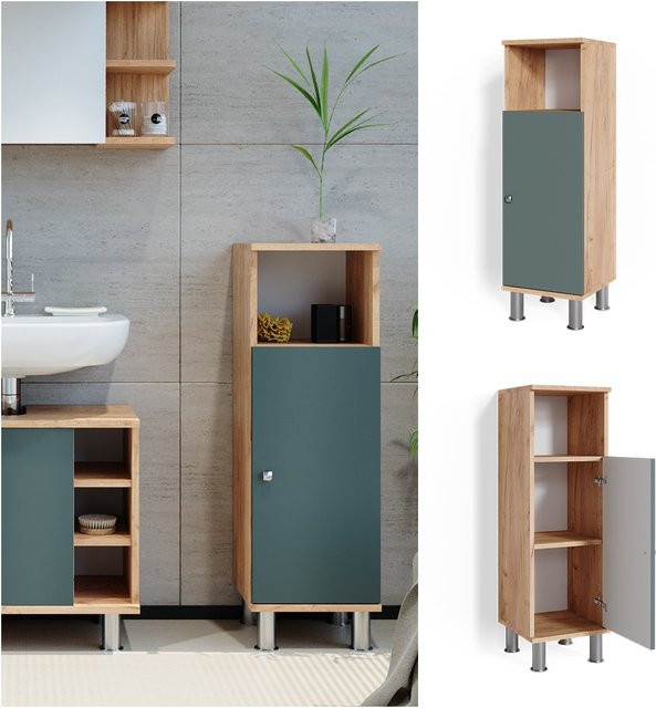 Vicco Midischrank Fynn Badschrank für das Badezimmer in Eiche Grün, B/H: 30 x 95 cm - Bild 3