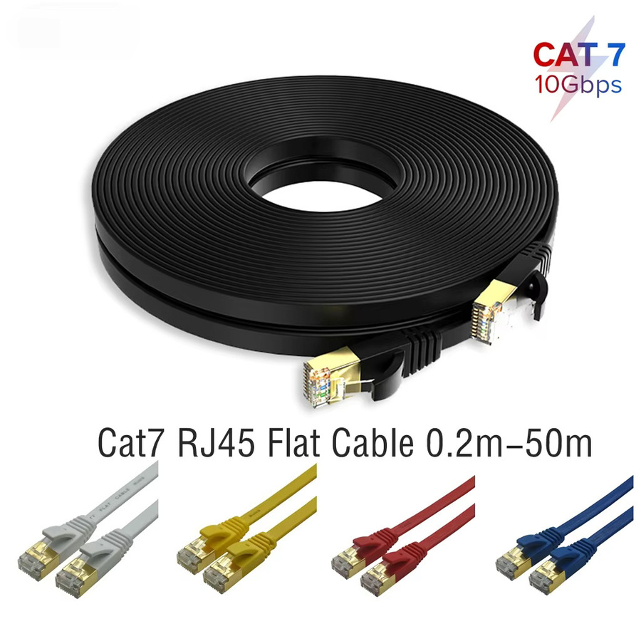 BSN Cat7 Ethernet-Kabel SSTP Flachkabel mit RJ45 Anschluss in Weiß - Bild 2