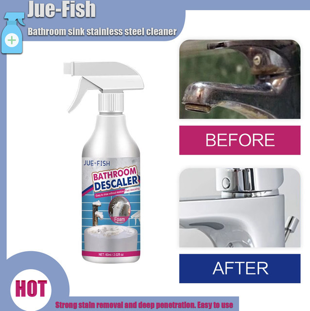 Jue-Fish Badezimmer-Entkalkungsspray zur Rostentfernung und Reinigung, 60 ml - Bild 1