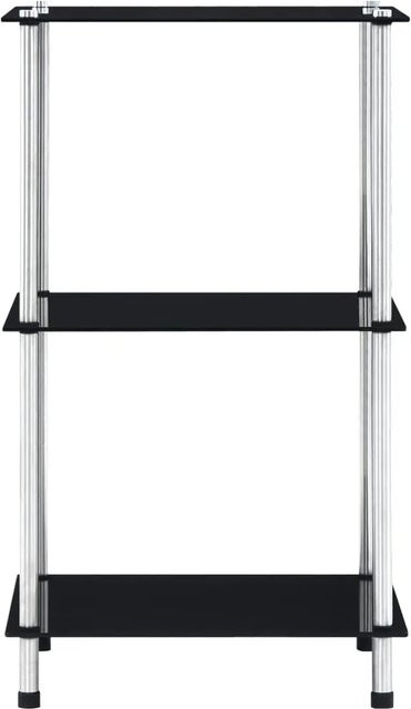 vidaXL Regal mit 3 Ablagen aus Hartglas und Metall in Schwarz, B/T/H: 40 x 40 x 67 cm - Bild 1