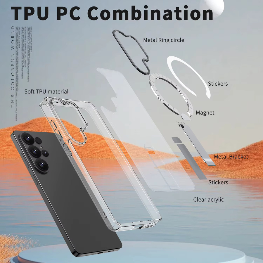 Magnetische Schutzhülle mit Metall-Kickstand für Samsung Galaxy S26 S25 FE S24 Plus S23 Ultra kompatibel mit MagSafe, Schwarz und Transparent - Bild 6