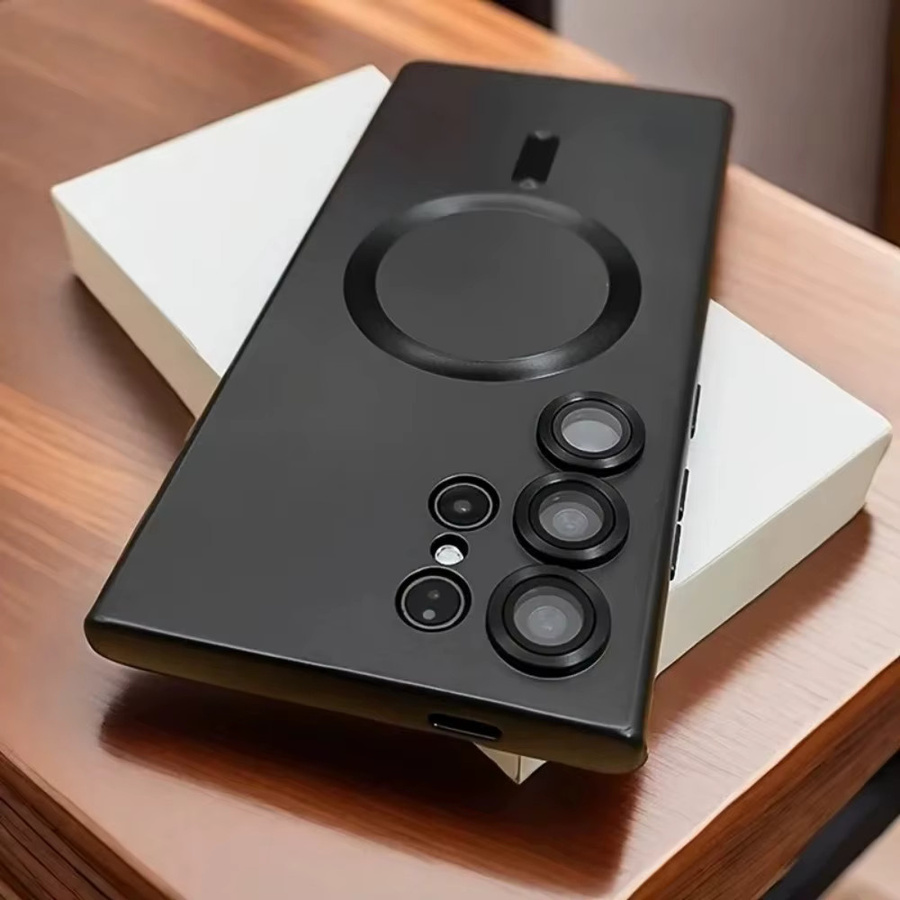 Stoßfeste magnetische kabellose Ladehülle mit matter Oberfläche für Samsung Galaxy S26 S25 S24 S23 S22 S21 Ultra in Schwarz und Rot - Bild 1