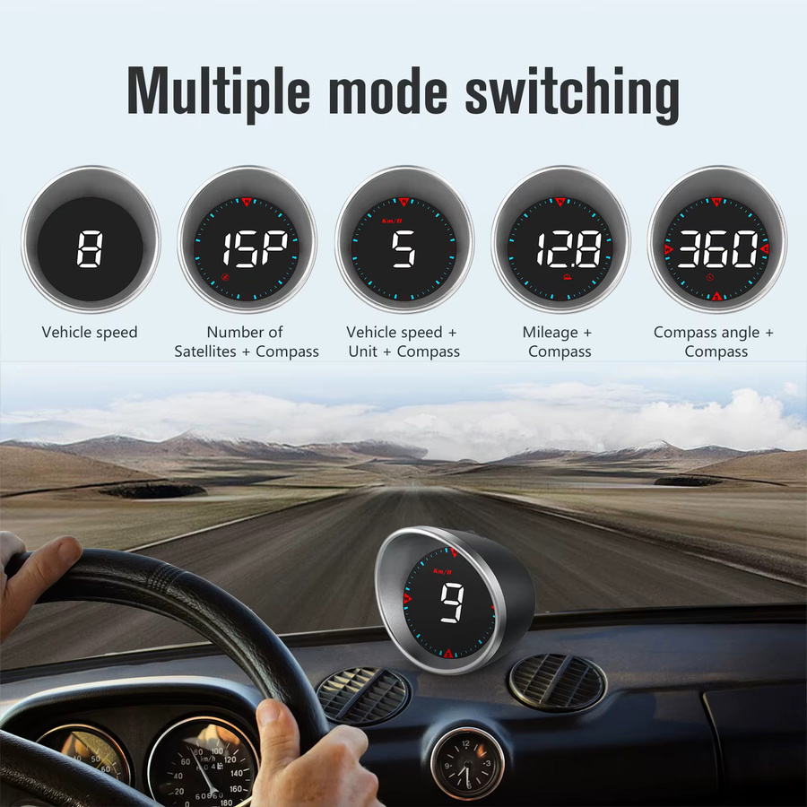 ZMFJH HUD G5 Head Up Display mit GPS, digitalem Tacho, Übergeschwindigkeit-Alarm und Kompass in Schwarz für alle Autos (MPH/KMH) - Bild 2