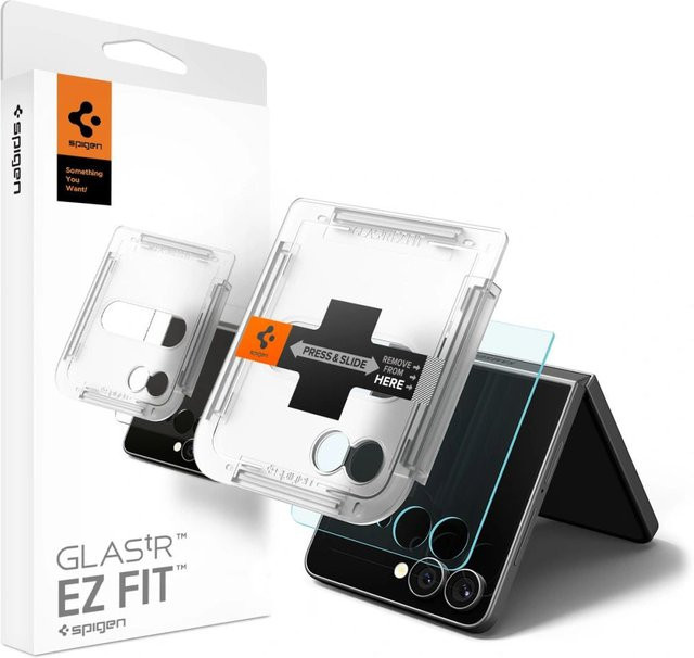 Spigen GlastR EZ FIT Außendisplay-Schutzfolie aus gehärtetem Glas für Samsung Galaxy Z Flip7 F766, transparent - Bild 1